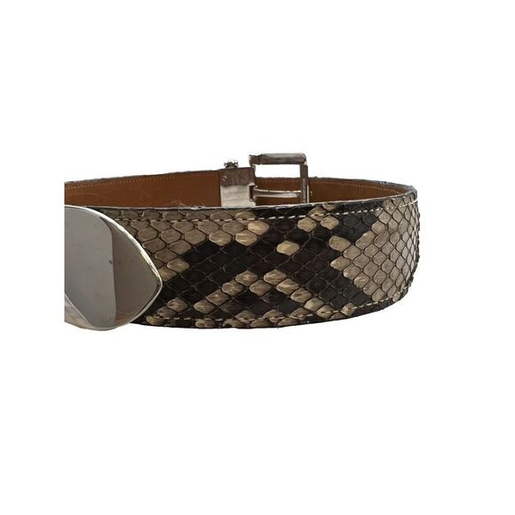 JOAN & DAVID Womans Belt GENUINE PYTHON Size Small Silver Buckle And End Tip - Picture 3 of 9